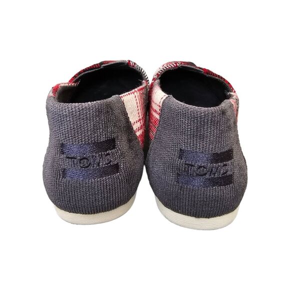 Toms Women's 6 Alpargata Classic Slip On Flats Plaid Red Black White - Picture 3 of 10